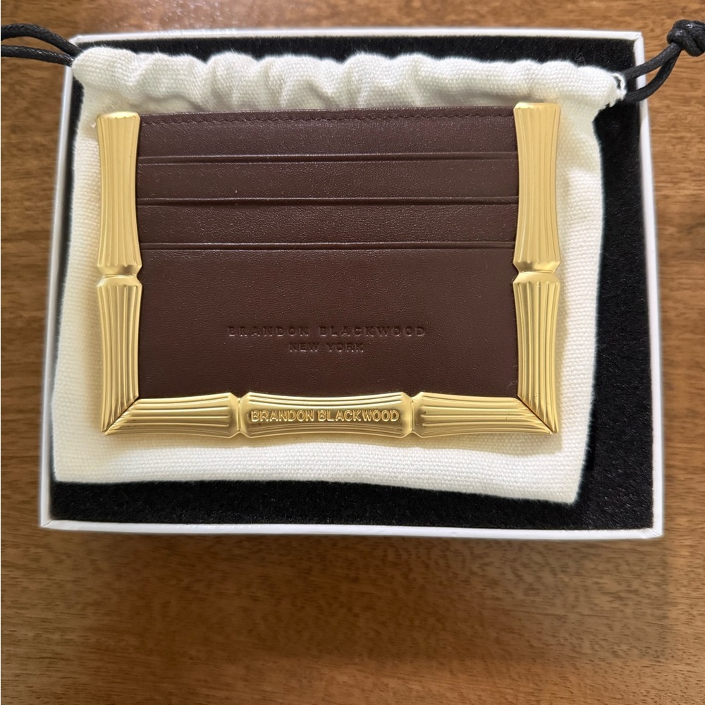 Brandon Blackwood Brown Bamboo Card Holder